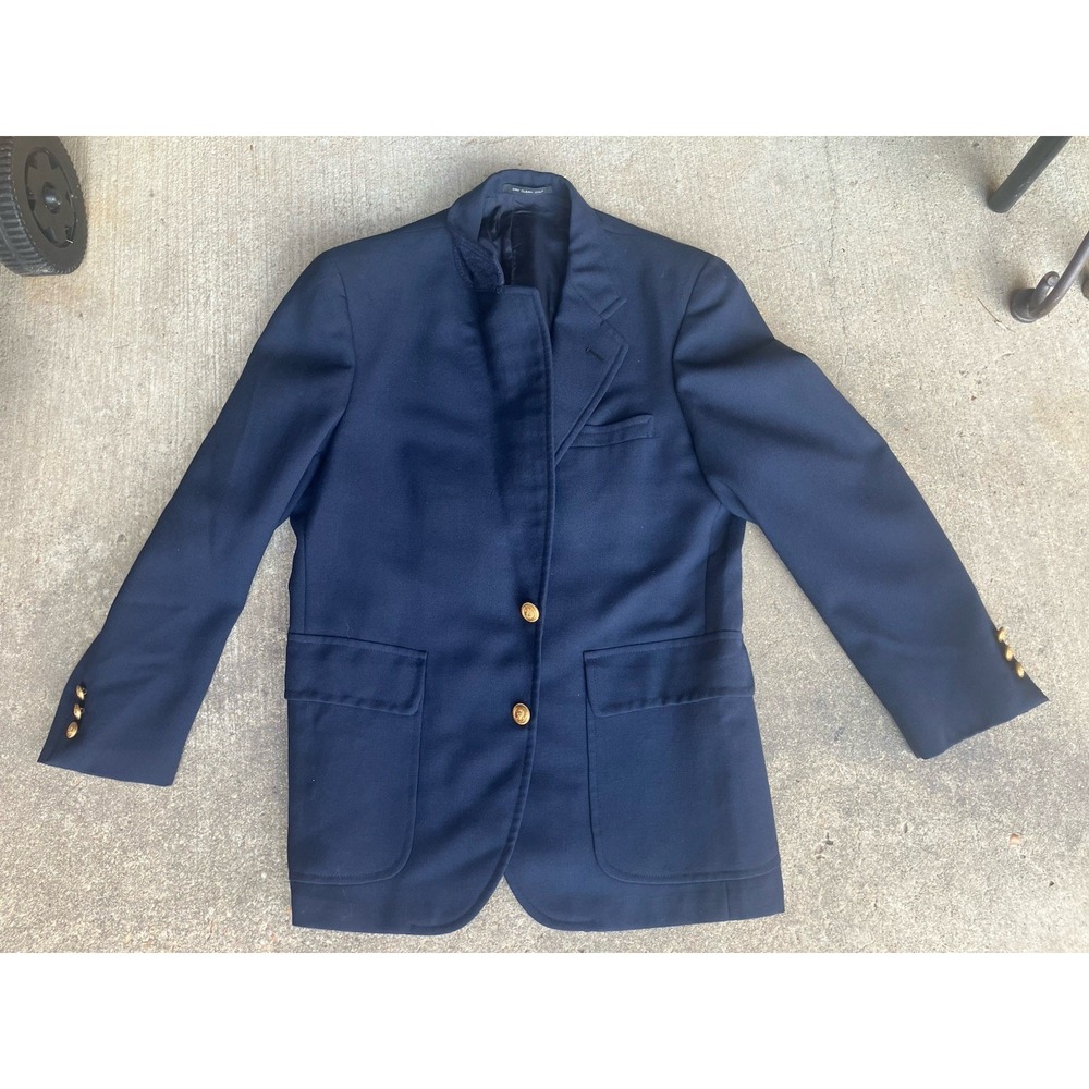 Vintage Roots by Beaver Hill Collection Wool Navy Blue Blazer, Gold Buttons 40R